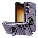 Per Samsung Galaxy S23 5G TPU Hybrid PC antiurto Card Phone Case con supporto ad anello in metallo (viola)