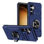 Per Samsung Galaxy S23 5G TPU Hybrid PC Custodia antiurto per telefono con supporto ad anello in metallo (blu)