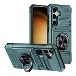 Per Samsung Galaxy S23 5G TPU Hybrid PC Custodia antiurto per telefono con supporto ad anello in metallo (verde)
