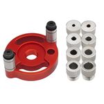 Localizzatore di punte per lavorazione del legno, attrezzo di centraggio per tassellatura, localizzatore di punte per perforazione, modello: con manicotto per trapano da 3-10 mm (rosso)