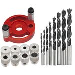 Localizzatore di punte per lavorazione del legno, attrezzo di centraggio per tassellatura, localizzatore di punte per perforazione, modello: con punta da trapano da 3-10 mm + manicotto per trapano (rosso)