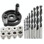Localizzatore di punte per lavorazione del legno, attrezzo di centraggio per tassellatura, localizzatore di punte per perforazione, modello: con punta da trapano da 3-10 mm + manicotto per trapano (nero)