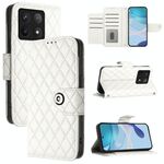 Per Xiaomi 14T Custodia per telefono in pelle con texture rombica e cordino (bianco)