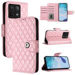 Per Xiaomi 14T Custodia per telefono in pelle con texture rombica e cordino (rosa)