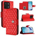 Per Xiaomi 14T Custodia per telefono in pelle con texture rombica e cordino (rosso)