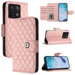 Per Xiaomi 14T Custodia per telefono in pelle con texture rombica e cordino (rosa corallo)