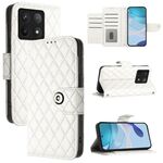 Per Xiaomi 14T Pro Custodia per telefono in pelle con texture rombica e cordino (bianco)