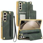 Per Samsung Galaxy Z Fold6 VIETAO Custodia per telefono con supporto pieghevole integrato in PU con pellicola (verde)
