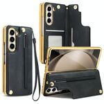 Per Samsung Galaxy Z Fold6 VIETAO Custodia per telefono con supporto pieghevole integrato in PU con pellicola (nero)