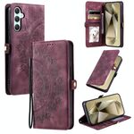 Per Samsung Galaxy S23 FE 5G Custodia in pelle goffrata Skin Feel Totem (rosso vino)