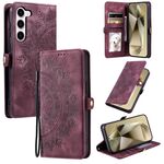 Per Samsung Galaxy S23+ 5G Custodia per telefono in pelle goffrata Skin Feel Totem (rosso vino)