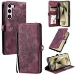 Per Samsung Galaxy S23 5G Custodia in pelle goffrata Skin Feel Totem (rosso vino)