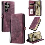 Per Samsung Galaxy S22 Ultra 5G Custodia per telefono in pelle goffrata Skin Feel Totem (rosso vino)