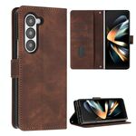 Per Samsung Galaxy Z Fold6 Dream Triangle Custodia pieghevole in pelle con cordino (marrone)