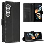 Per Samsung Galaxy Z Fold6 Custodia per telefono pieghevole in pelle con fibbia e trama in vitello con cuciture (nero)