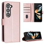 Per Samsung Galaxy Z Fold6 Custodia per telefono pieghevole in pelle con fibbia e texture in vitello con cuciture (oro rosa)
