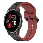 Per Garmin Venu 2 Plus 20mm Convex Loop Cinturino in silicone bicolore (nero + rosso)