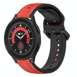 Per Samsung Galaxy Watch 5 Pro 45mm 20mm Convex Loop Cinturino in silicone bicolore (rosso + nero)