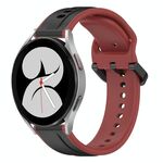 Per Samsung Galaxy Watch 4 40mm 20mm Convex Loop Cinturino in silicone bicolore (nero + rosso)