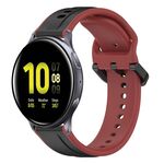 Per Samsung Galaxy Watch Active 2 40mm 20mm Convex Loop Cinturino in silicone bicolore (nero + rosso)