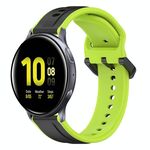 Per Samsung Galaxy Watch Active 2 40mm 20mm Convex Loop Cinturino in silicone bicolore (nero + lime)