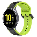 Per Samsung Galaxy Watch Active 2 44mm 20mm Convex Loop Cinturino in silicone bicolore (nero + lime)