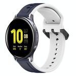 Per Samsung Galaxy Watch Active 2 44mm 20mm Convex Loop Cinturino in silicone bicolore (blu notte + bianco)