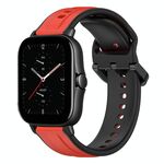 Per Amazfit GTS 2E 20mm Convex Loop Cinturino in silicone bicolore (rosso + nero)