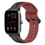 Per Amazfit GTS 2 Mini 20mm Convex Loop Cinturino in silicone bicolore (nero + rosso)