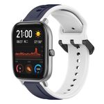 Per Amazfit GTS 20mm Convex Loop Cinturino in silicone bicolore (blu notte + bianco)