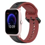 Per Amazfit Pop Pro 20mm Convex Loop Cinturino in silicone bicolore (nero + rosso)