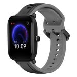 Per Amazfit Pop 20mm Convex Loop Cinturino in silicone bicolore (nero + grigio)