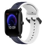 Per Amazfit Pop 20mm Convex Loop Cinturino in silicone bicolore (blu notte + bianco)