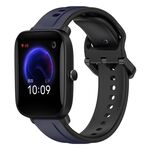 Per Amazfit Pop 20mm Convex Loop Cinturino in silicone bicolore (blu notte + nero)