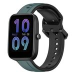 Per Amazfit Bip 3 20mm Convex Loop Cinturino in silicone bicolore (verde oliva + nero)