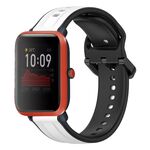 Per Amazfit Bip 1S 20mm Convex Loop Cinturino in silicone bicolore (bianco + nero)