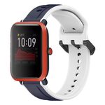 Per Amazfit Bip 1S 20mm Convex Loop Cinturino in silicone bicolore (blu notte + bianco)