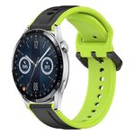 Per Huawei Watch GT3 42mm 20mm Convex Loop Cinturino in silicone bicolore (nero + lime)