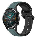 Per Huawei Watch GT2 42mm 20mm Convex Loop Cinturino in silicone bicolore (verde oliva + nero)