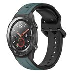 Per Huawei Watch 2 Cinturino in silicone bicolore con anello convesso da 20 mm (verde oliva + nero)