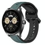 Per Huawei Watch Buds 22mm Convex Loop Cinturino in silicone bicolore (verde oliva + nero)