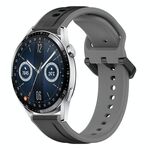 Per Huawei Watch GT3 46mm 22mm Convex Loop Cinturino in silicone bicolore (nero + grigio)