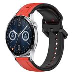 Per Huawei Watch GT3 46mm 22mm Convex Loop Cinturino in silicone bicolore (rosso + nero)