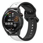 Per Huawei Watch GT Runner 22mm Convex Loop Cinturino in silicone bicolore (bianco + nero)