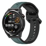 Per Huawei Watch GT Runner 22mm Convex Loop Cinturino in silicone bicolore (verde oliva + nero)