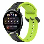 Per Huawei Watch 3 22mm Convex Loop Cinturino in silicone bicolore (nero + lime)