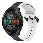 Per Huawei Watch GT 2E 22mm Convex Loop Cinturino in silicone bicolore (blu notte + bianco)