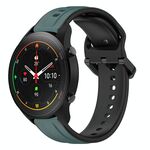 Per Xiaomi MI Watch S1 Pro 22mm Convex Loop Cinturino in silicone bicolore (verde oliva + nero)