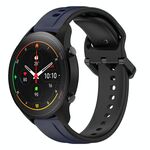 Per Xiaomi MI Watch S1 Pro 22mm Convex Loop Cinturino in silicone bicolore (blu notte + nero)