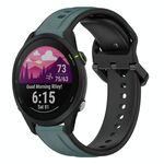 Per Garmin Forerunner 255 Music 22mm Convex Loop Cinturino in silicone bicolore (verde oliva + nero)